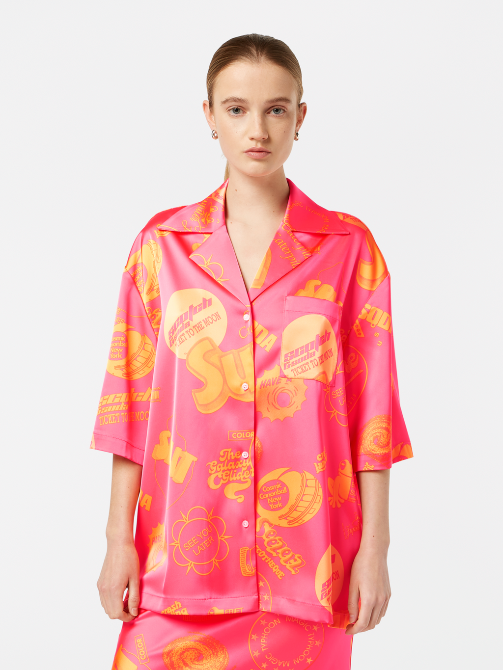 Satin Printed Short Sleeve Shirt