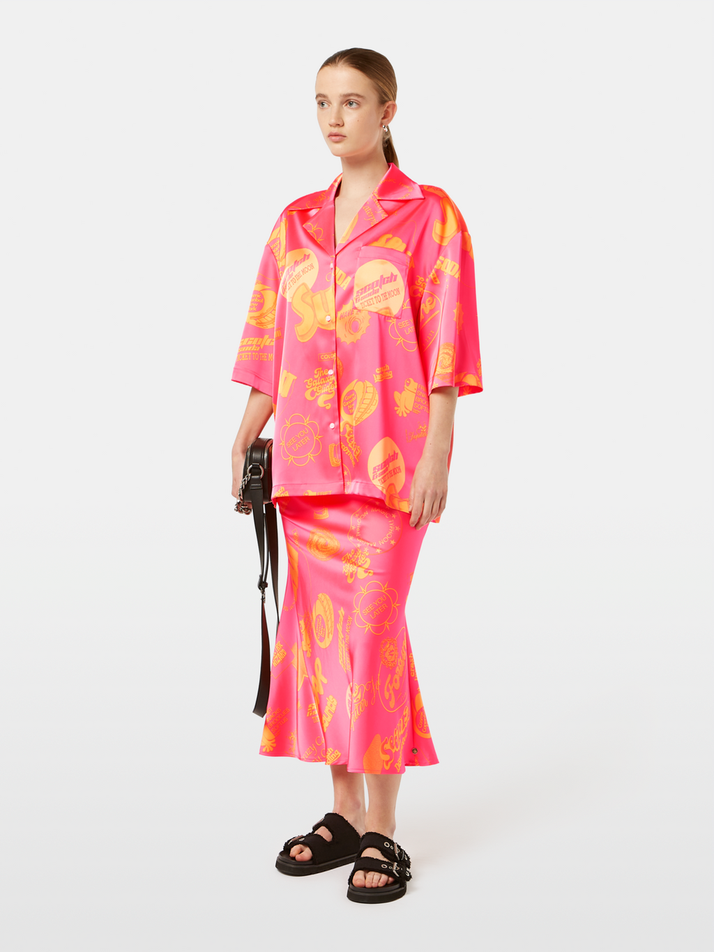 Satin Printed Short Sleeve Shirt