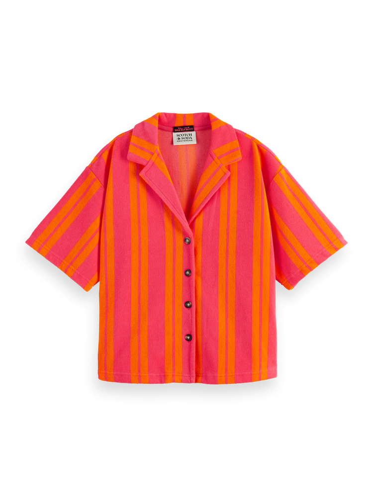 Terrycloth Striped Short Sleeve Shirt