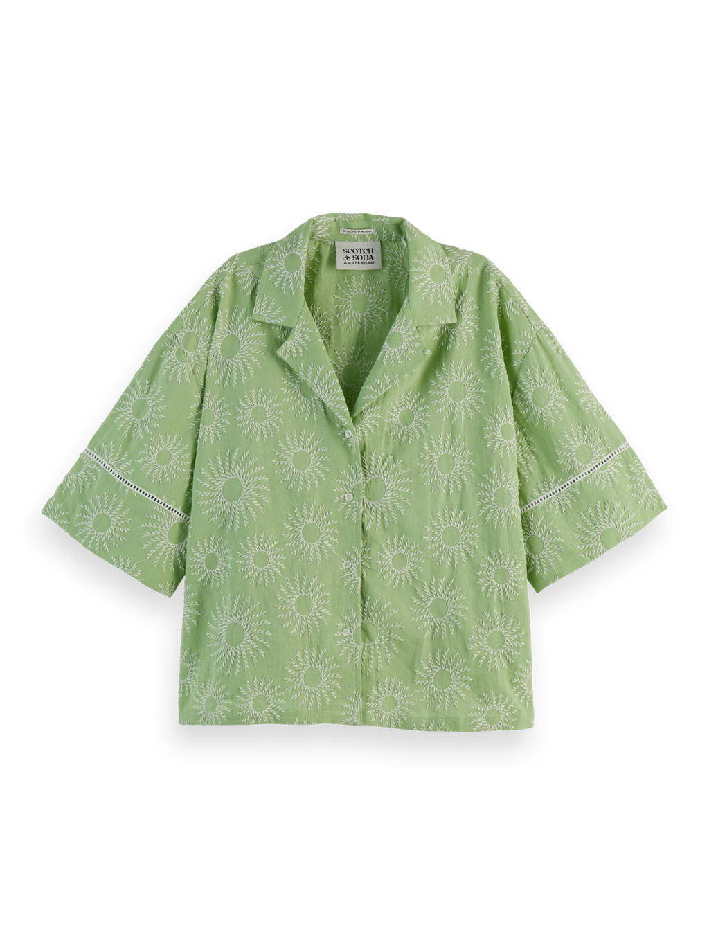 Cotton-Linen Embroidered Short Sleeve Shirt