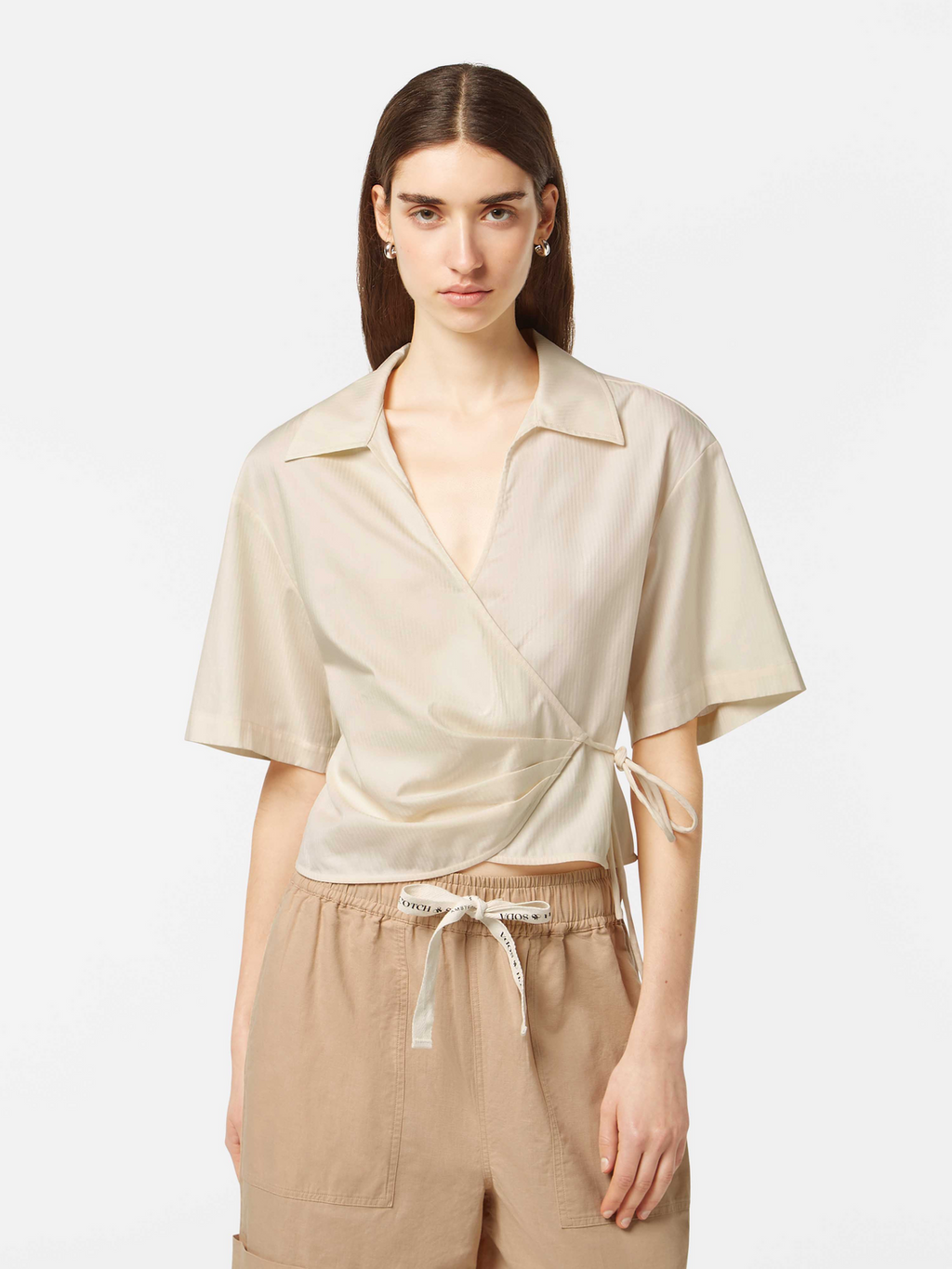 Structured Stripe Wrap Top