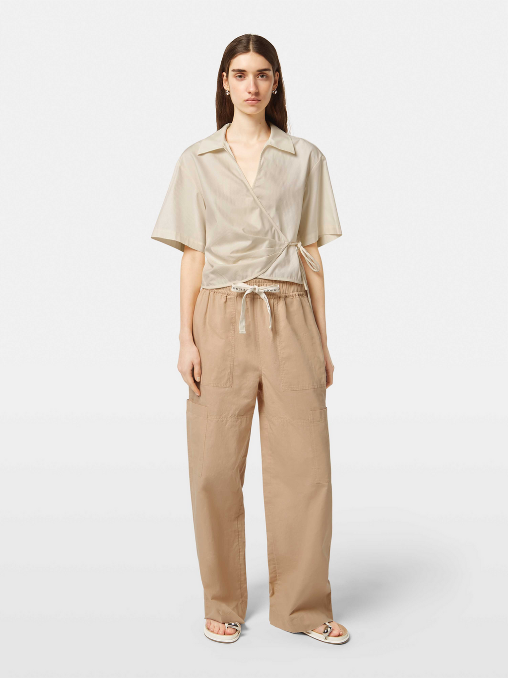 Structured Stripe Wrap Top