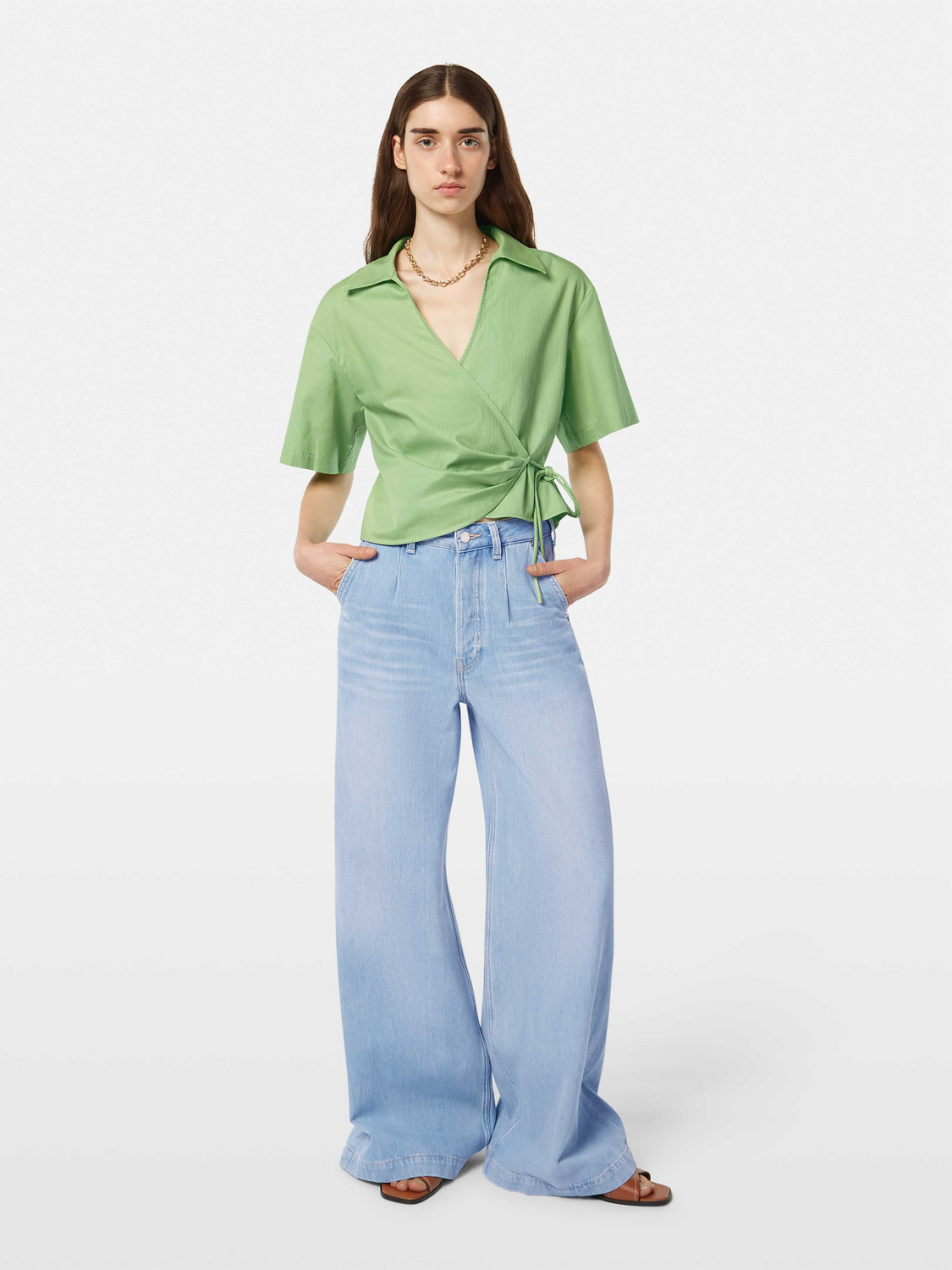 Structured Stripe Wrap Top