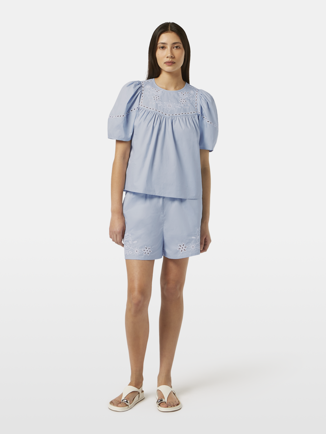 Cotton Twill Embroidered Top