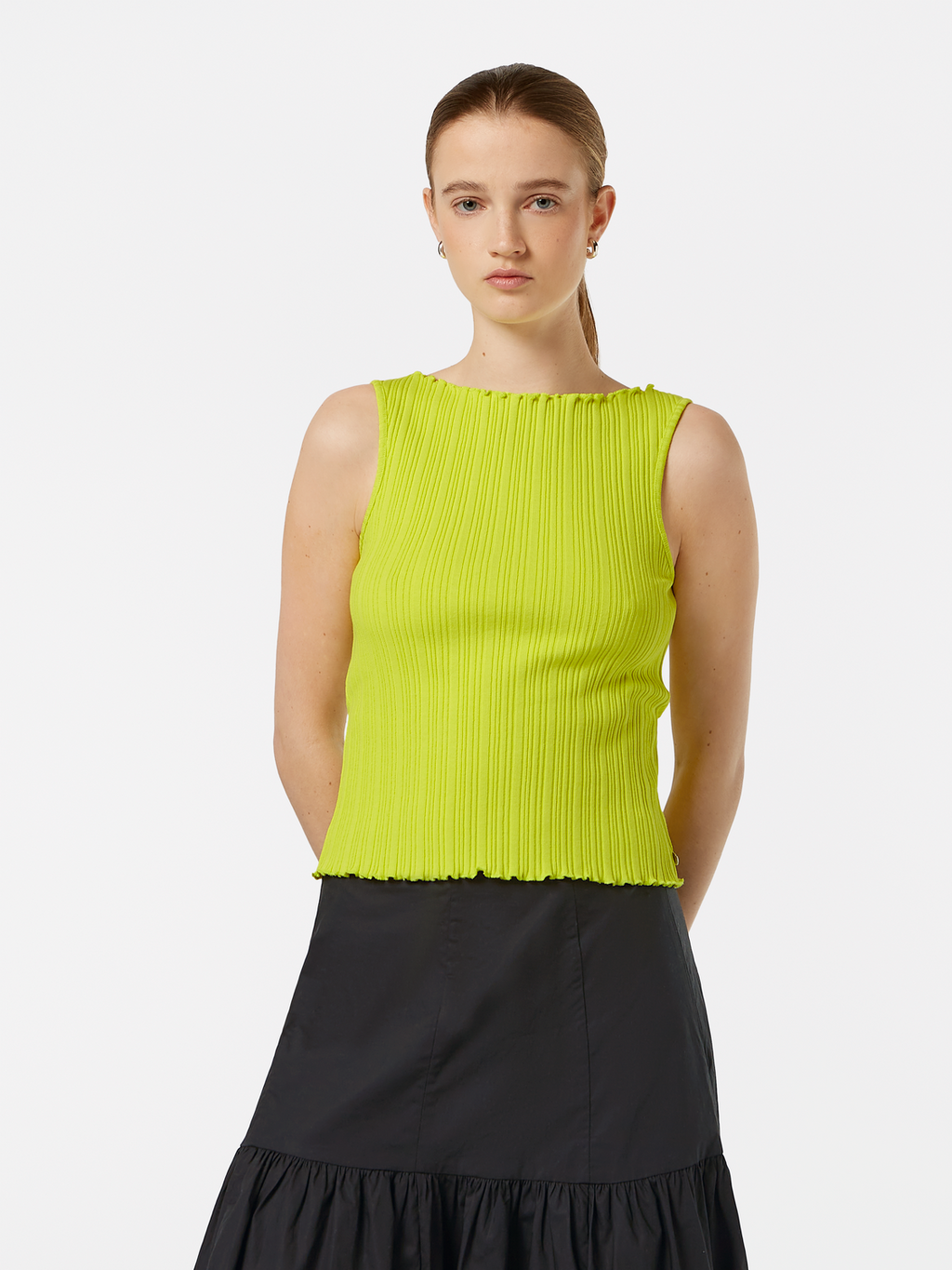 Structured Wide-Neck Sleeveless Top