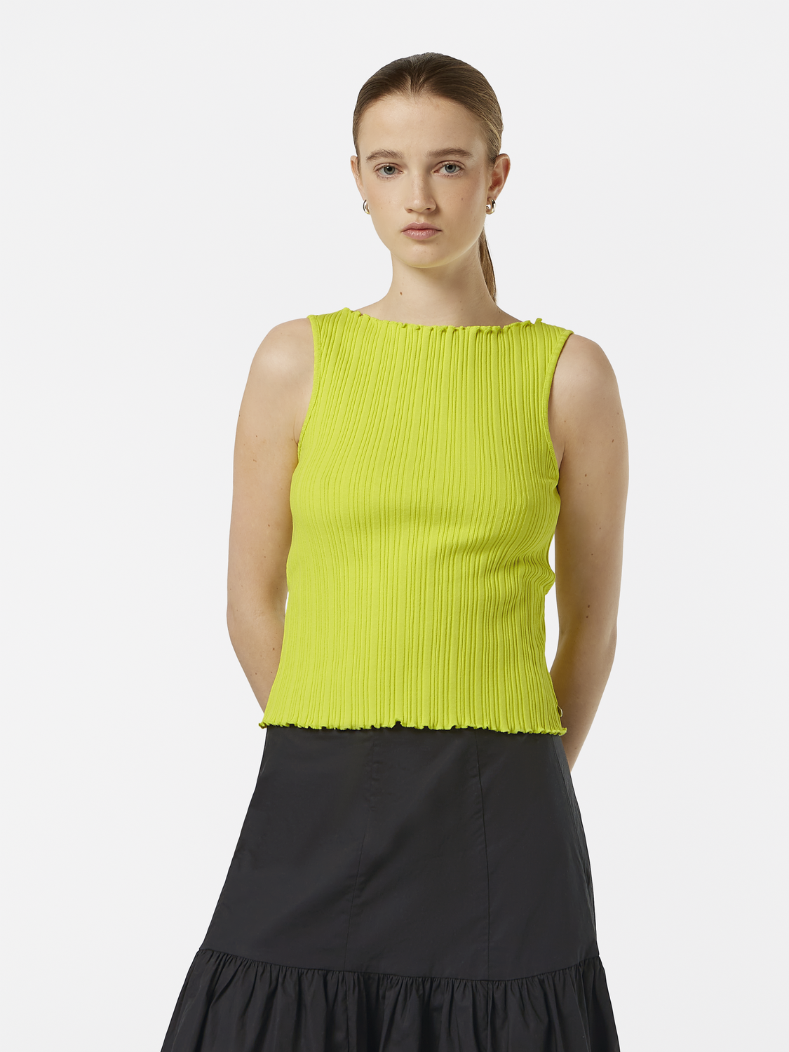 Structured Wide-Neck Sleeveless Top