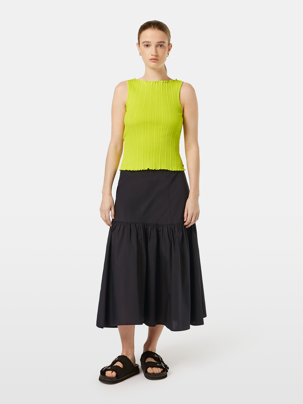 Structured Wide-Neck Sleeveless Top