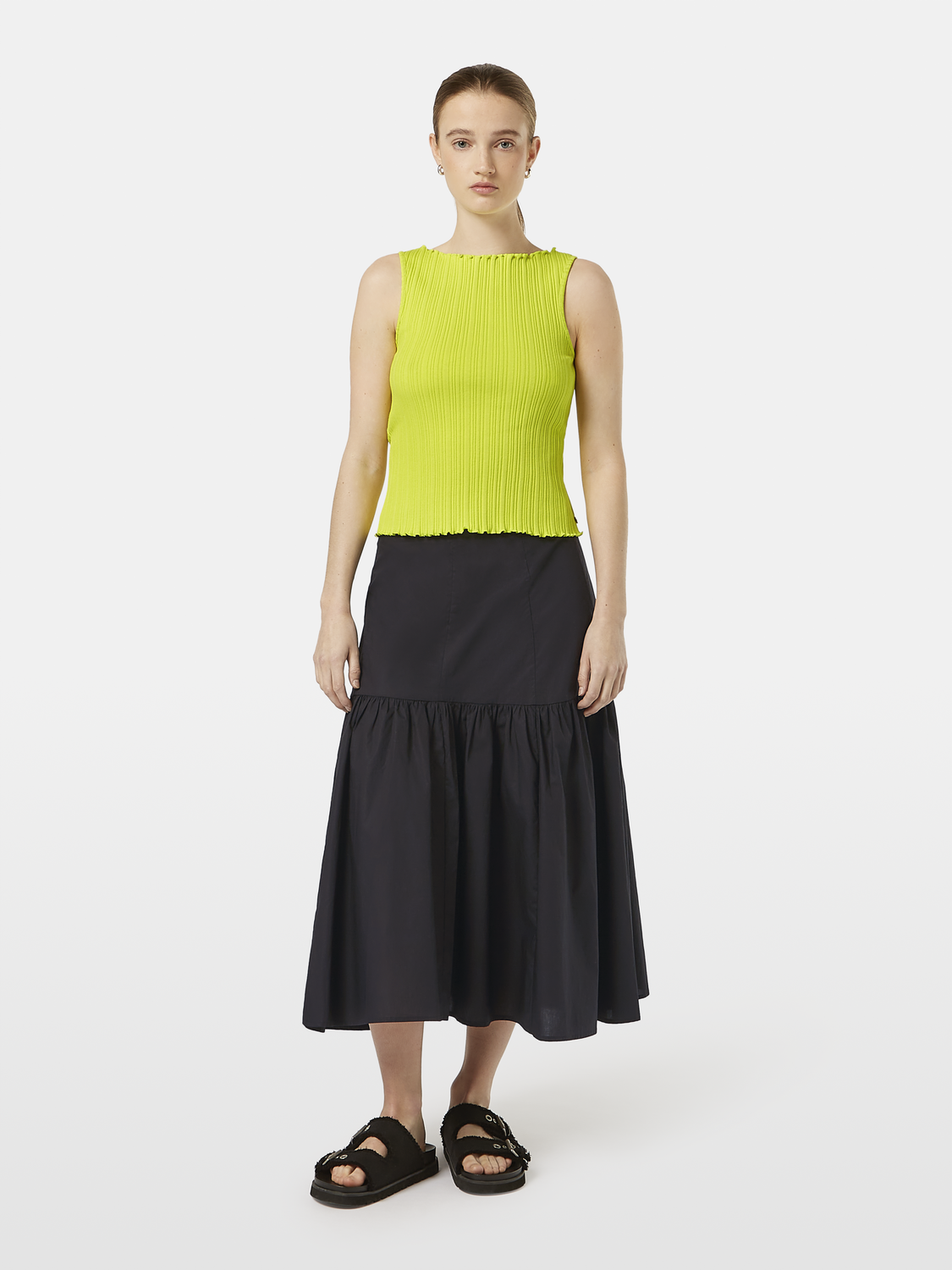 Structured Wide-Neck Sleeveless Top