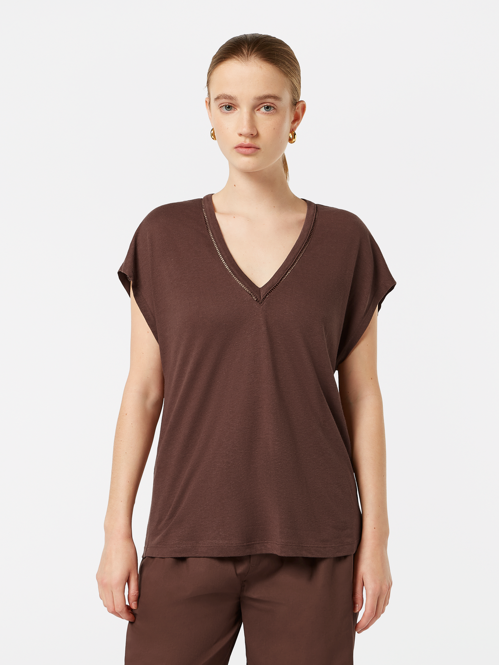 Cotton Linen Sleeveless V-Neck T-Shirt