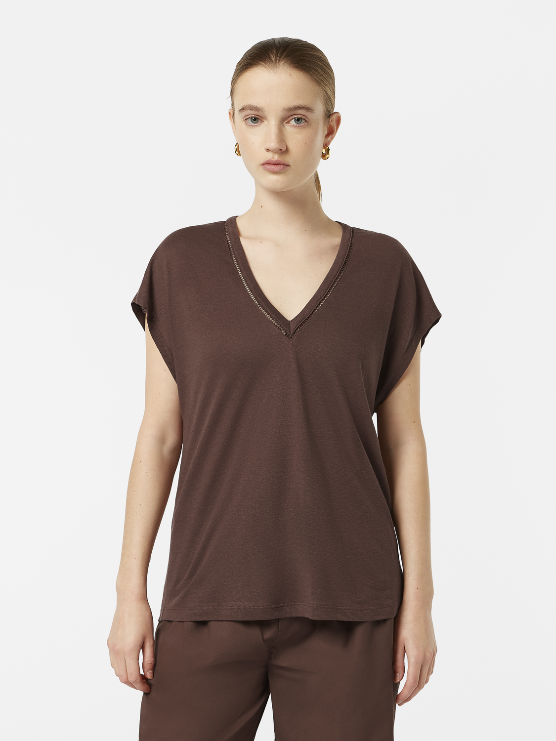 Cotton Linen Sleeveless V-Neck T-Shirt