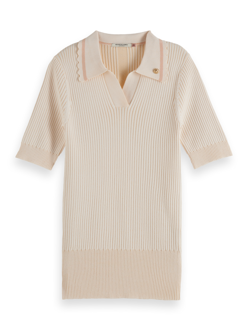 Rib Polo Short Sleeve Pullover