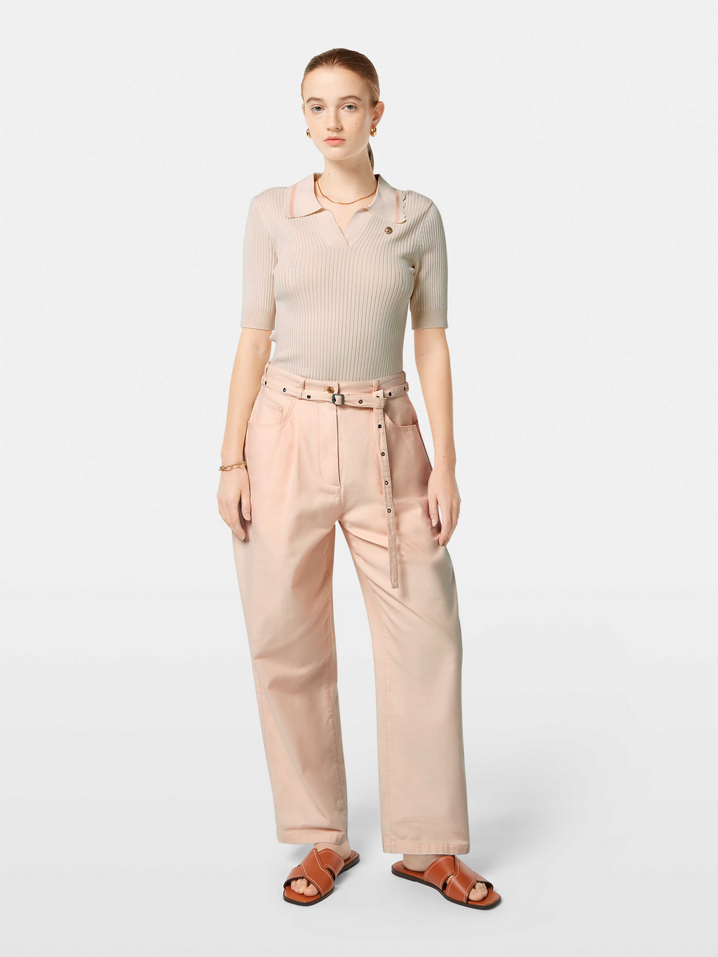 Rib Polo Short Sleeve Pullover