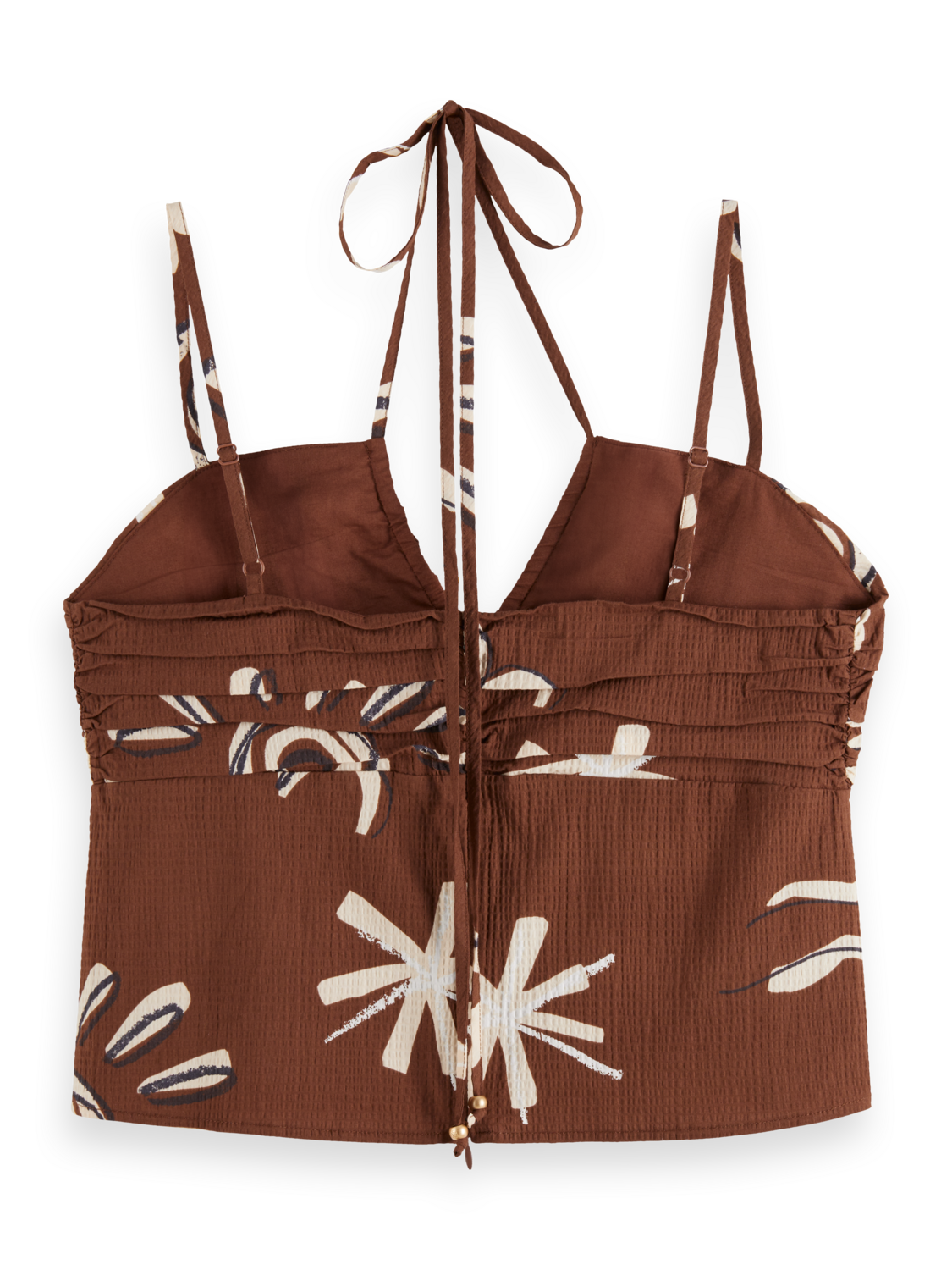 Inky Sun Gathered Strappy Tank Top