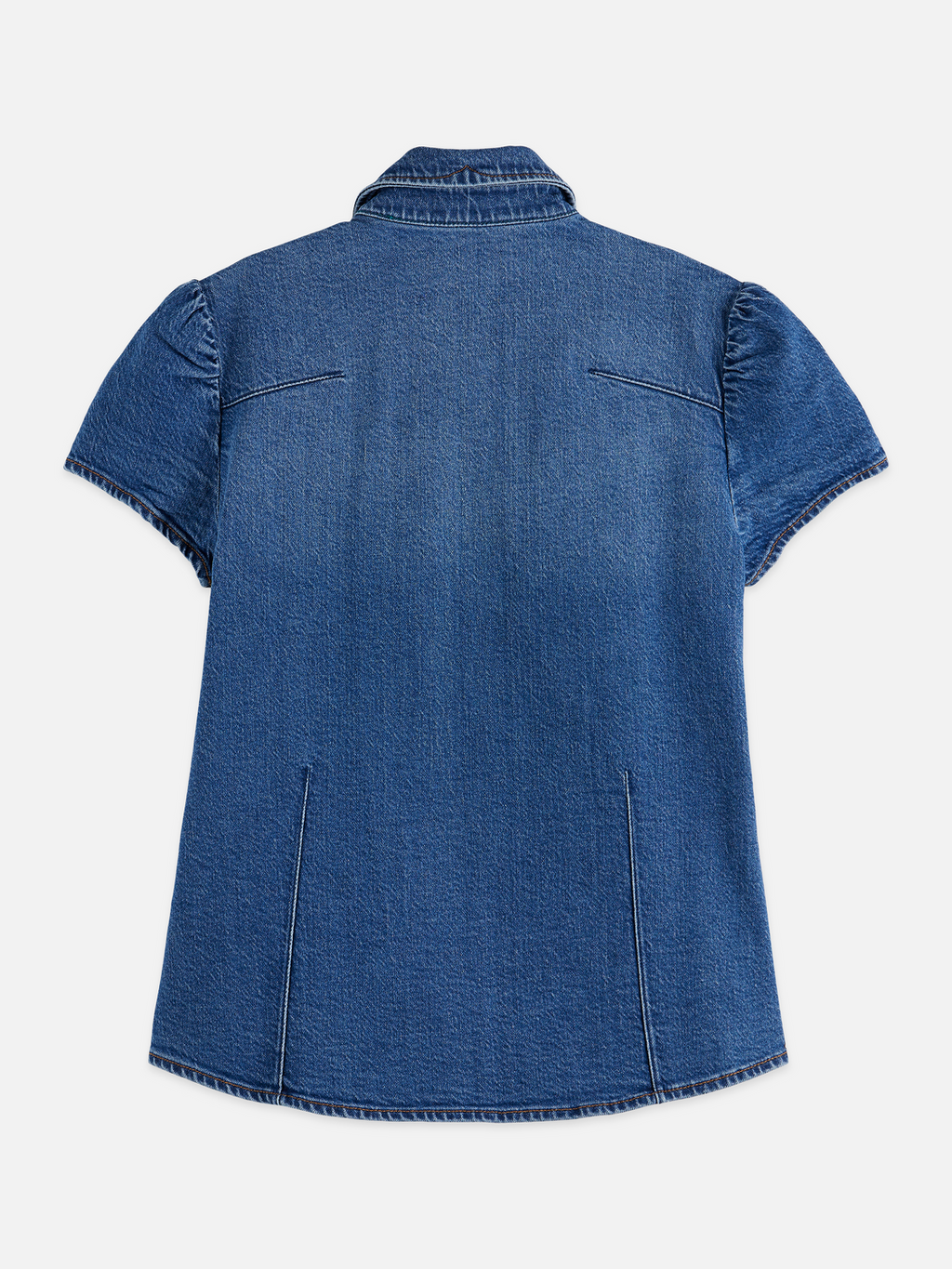Cap Sleeve Fitted Denim Shirt