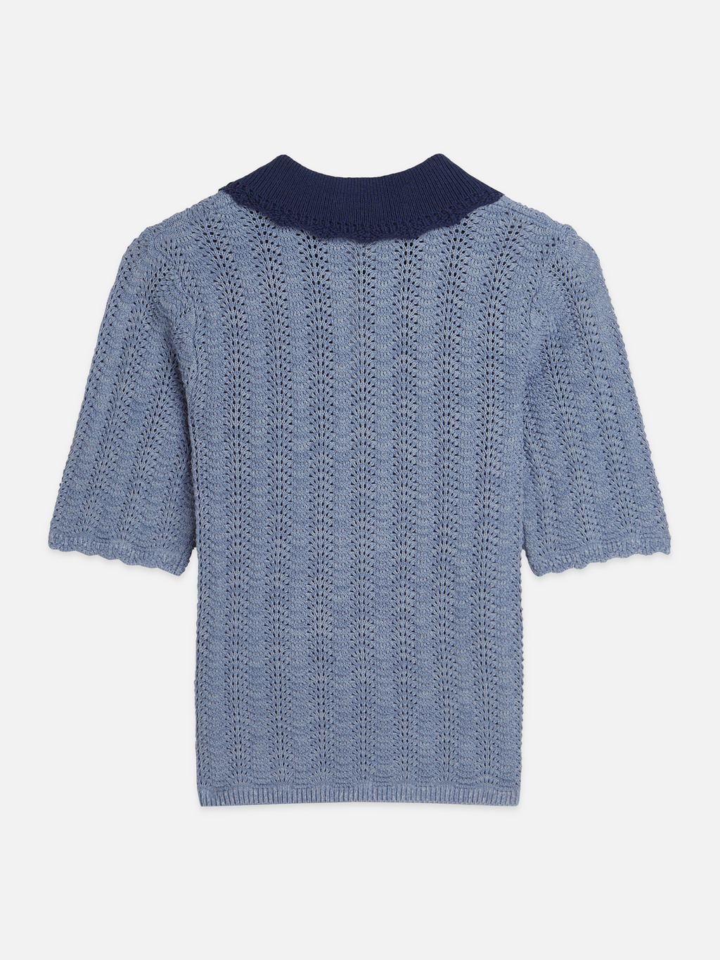 Pointelle Collared Knitted Tee