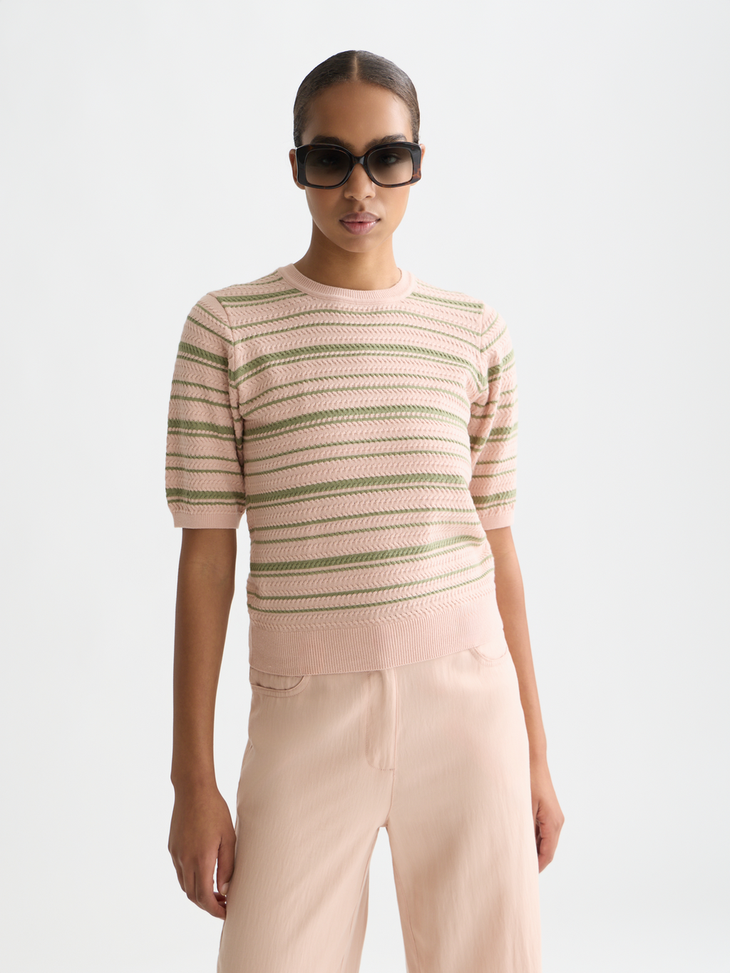 Textured Stripe Knitted Tee