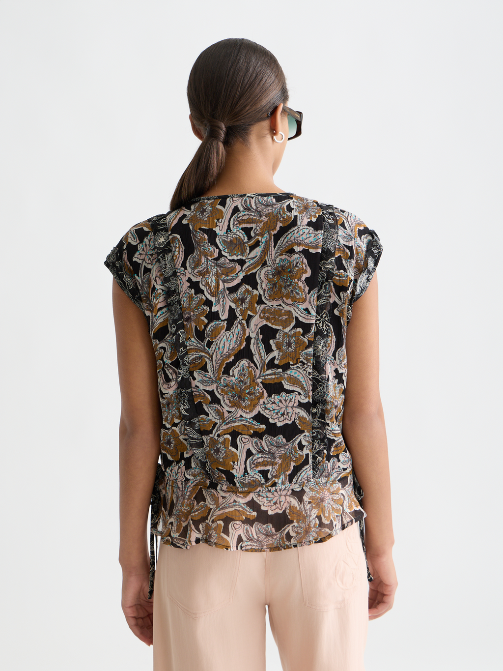 Printed Chiffon Top With Ruffle Details