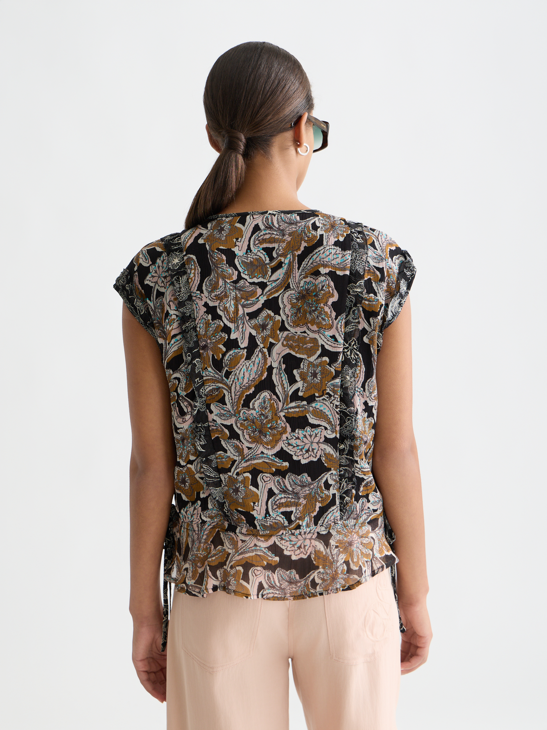Printed Chiffon Top With Ruffle Details