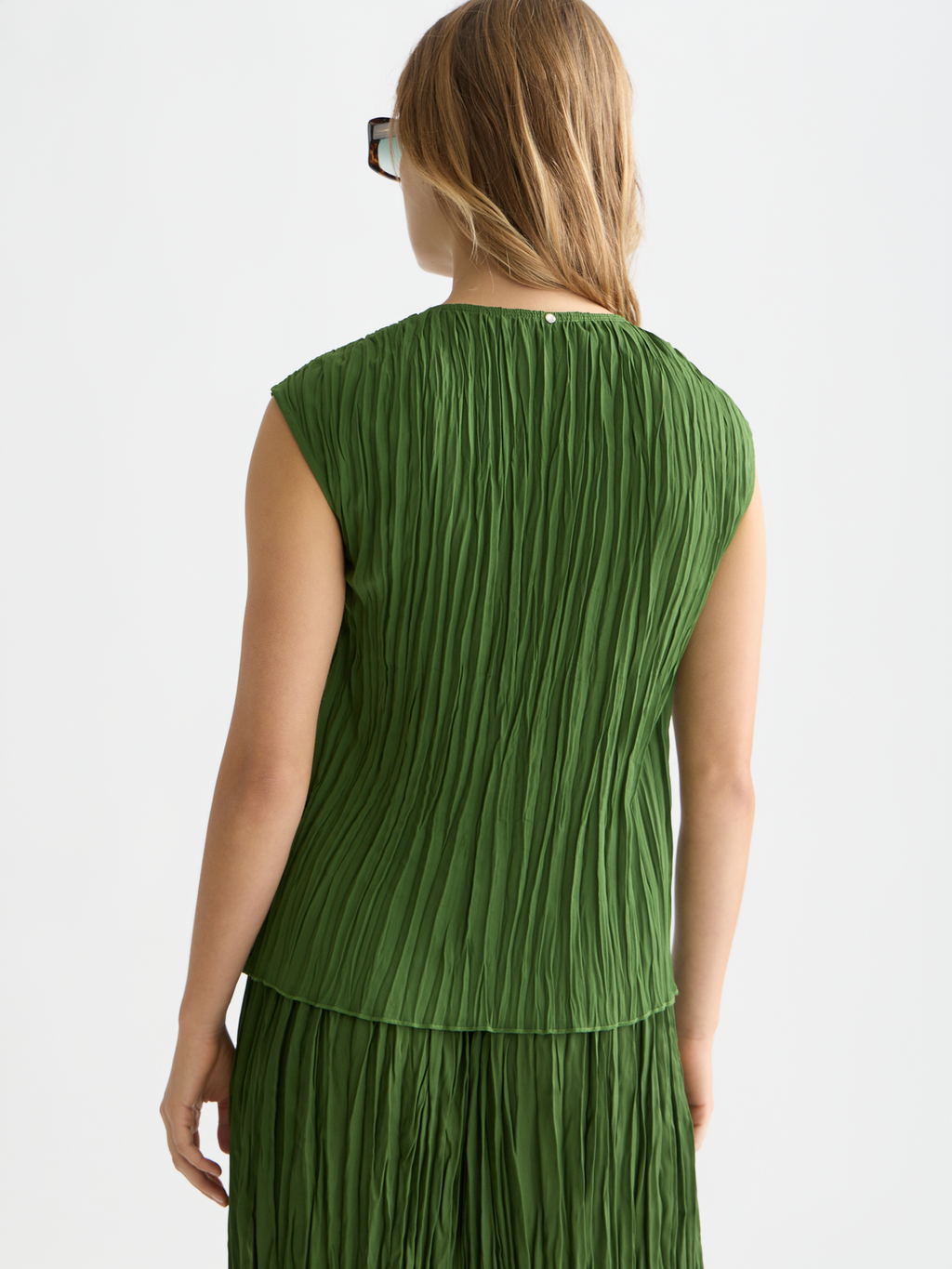 Micro Pleat Top With Ties