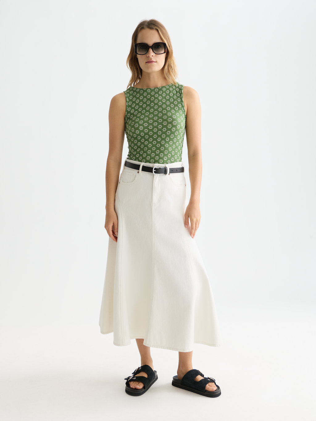 Structured Slash Neck Tank