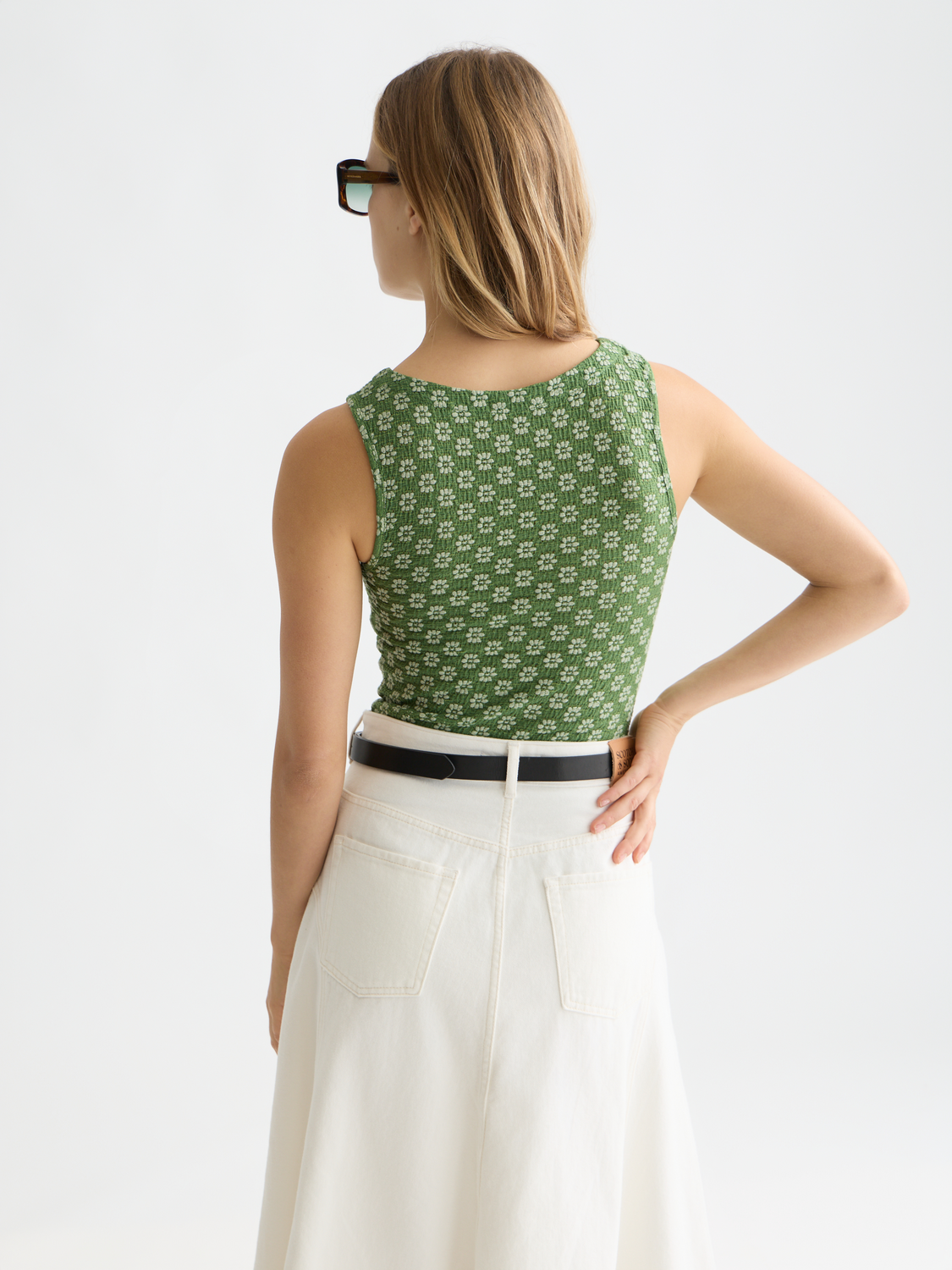 Structured Slash Neck Tank