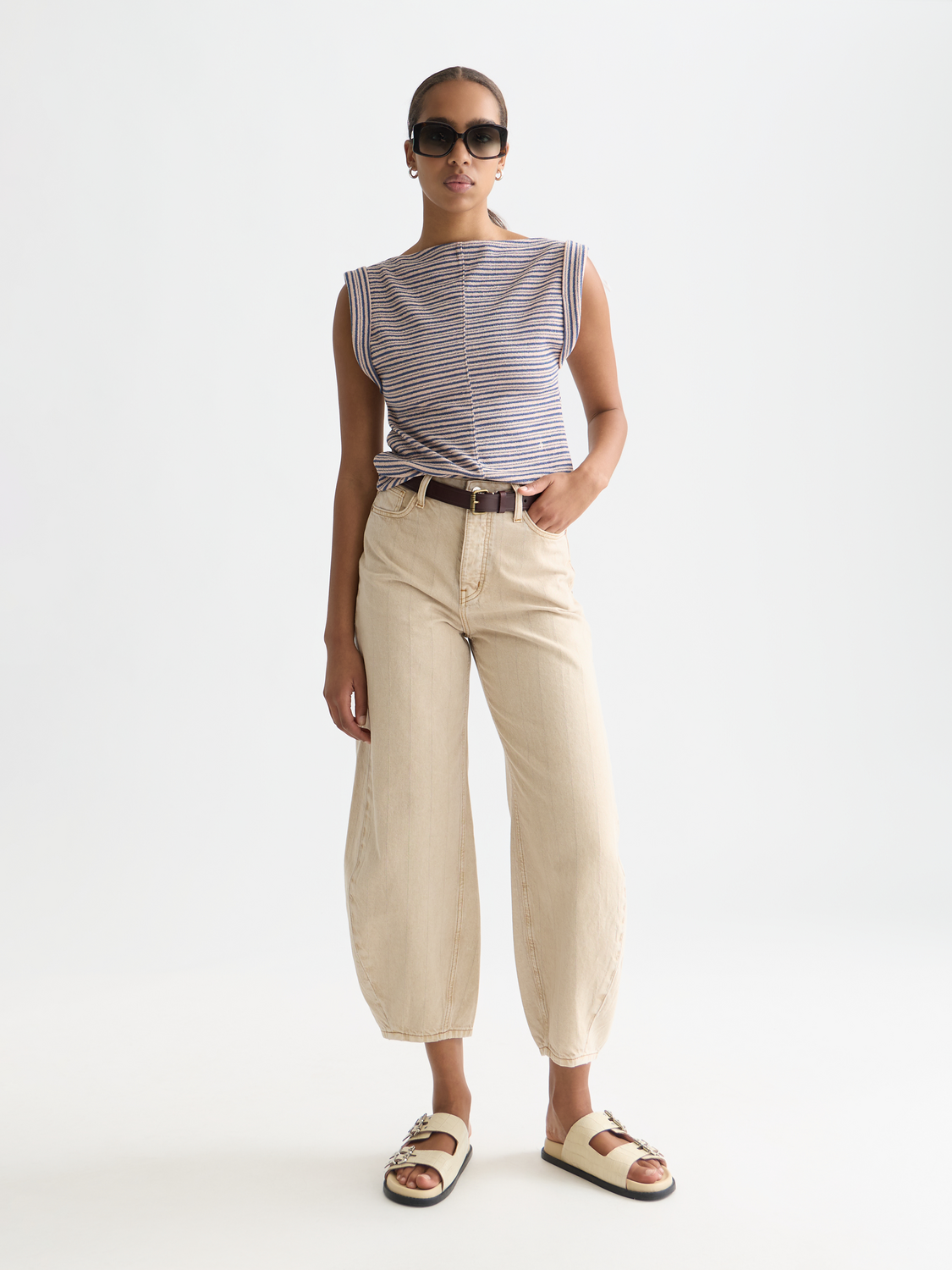 Striped T-Shirt With Rolled Up Sleeve