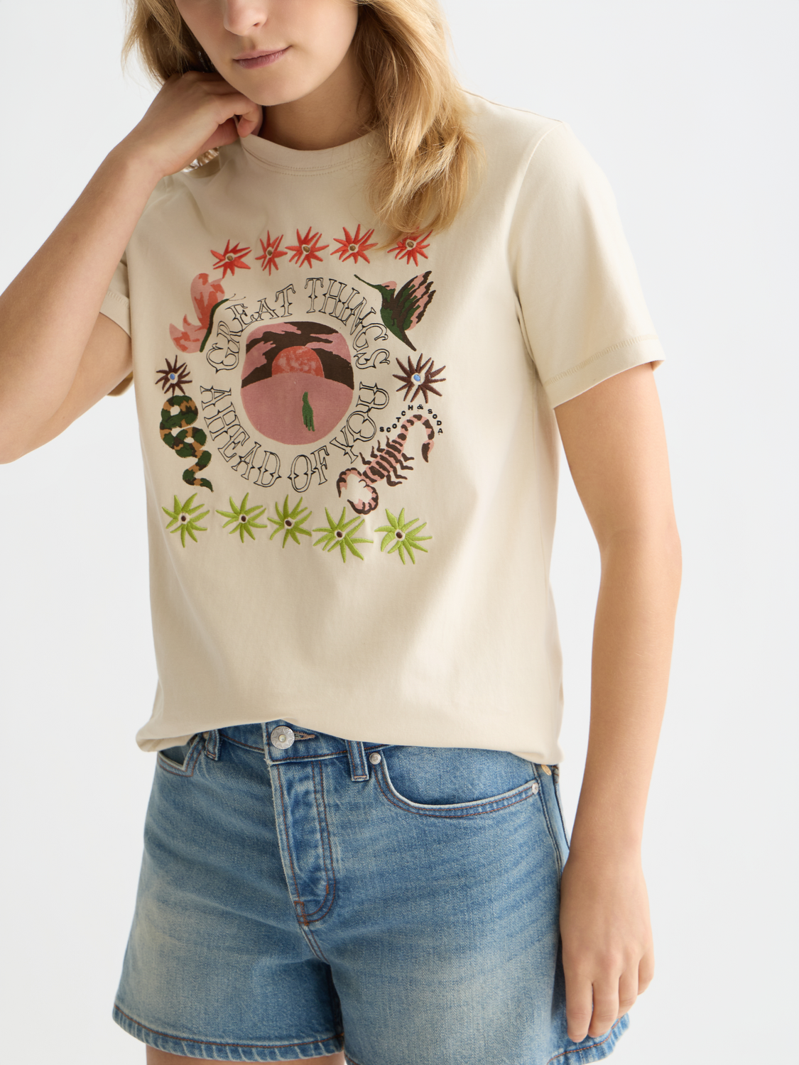 Embroidered Artwork Regular-Fit T-Shirt