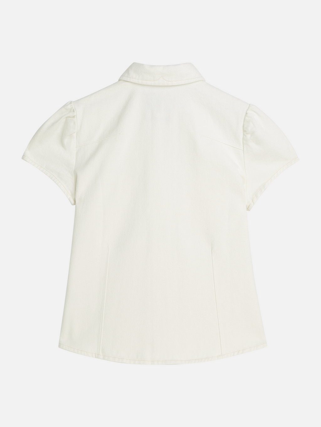 Cap Sleeve Fitted Denim Shirt