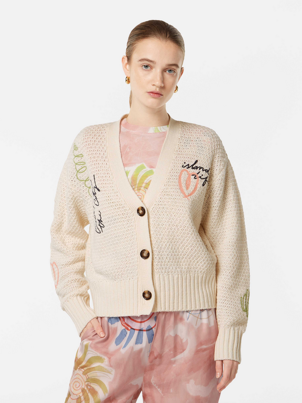 Embroidered Relaxed-Fit Cardigan