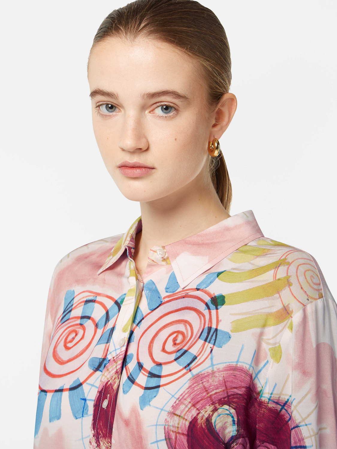 Abstract Sun Printed Relaxed Fit Shirt