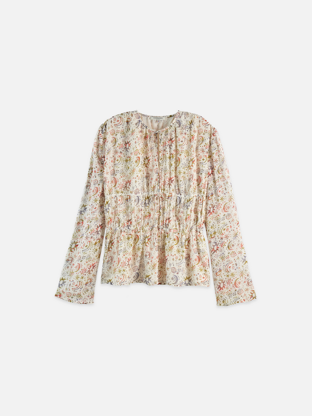 Printed Tied Front Woven Top