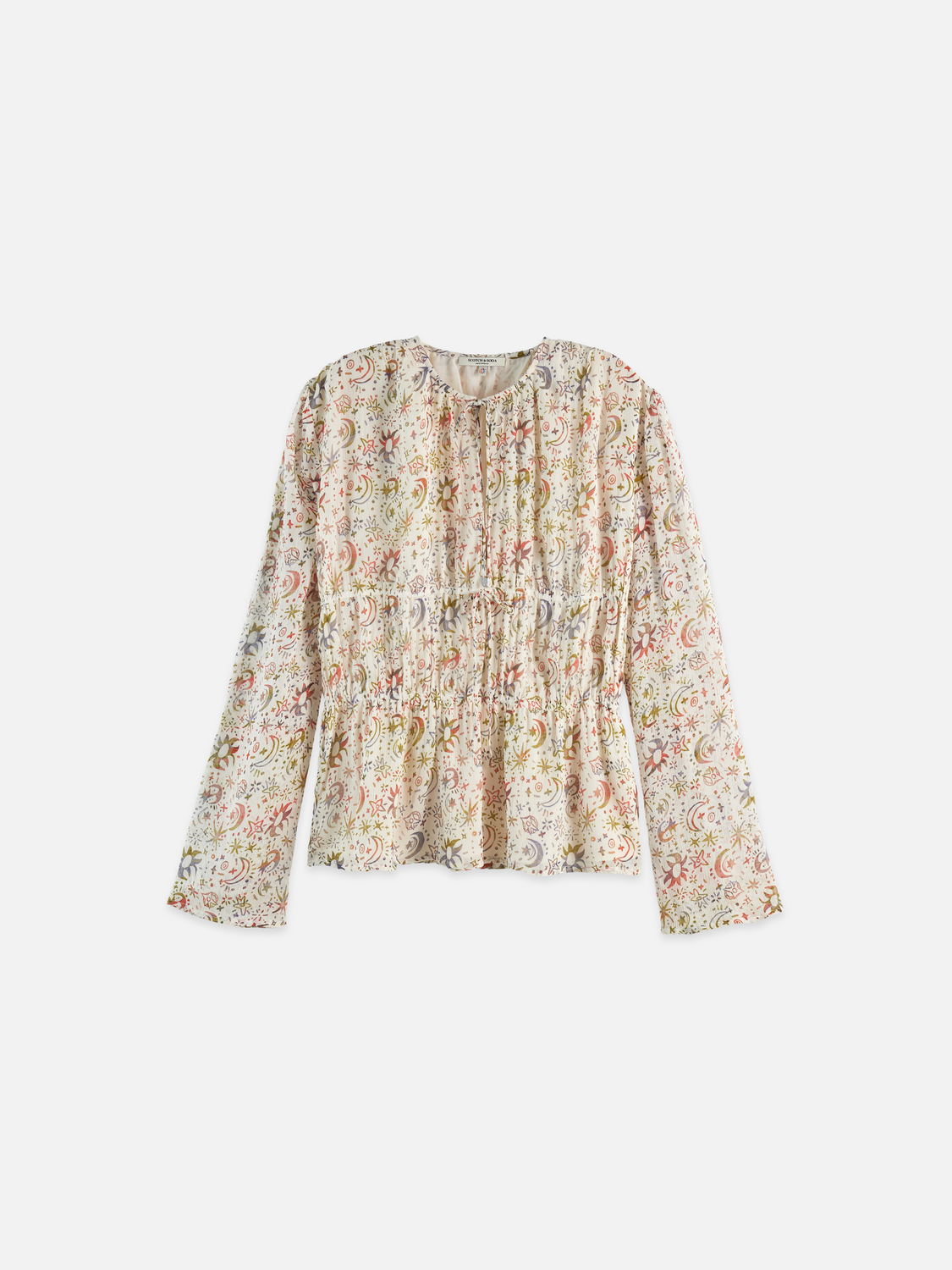 Printed Tied Front Woven Top