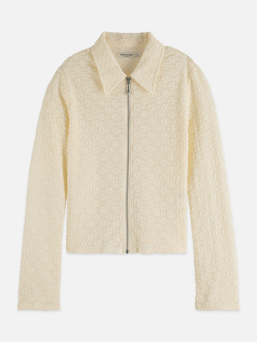 Zip Through Open Structure Long Sleeve T-Shirt