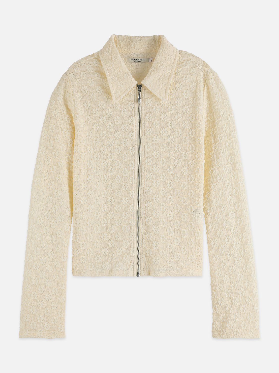 Zip Through Open Structure Long Sleeve T-Shirt