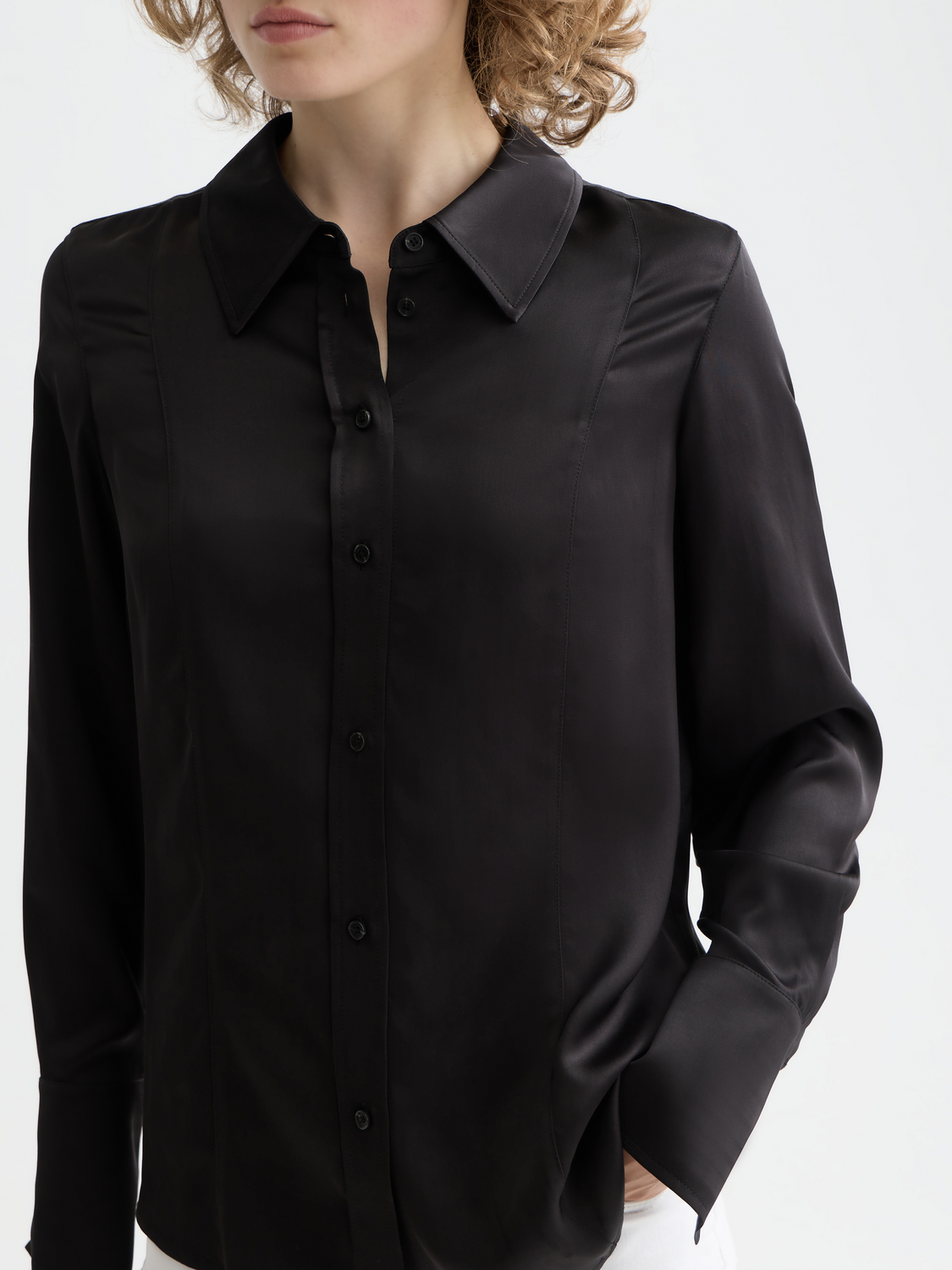 Essentials — Satin Shirt Black / 38
