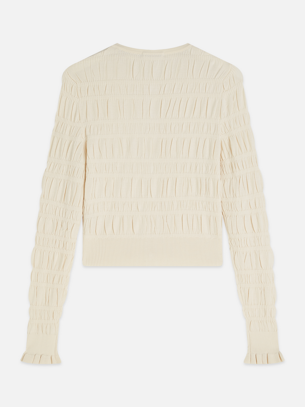 Smock Stitch Crew Neck Cardigan