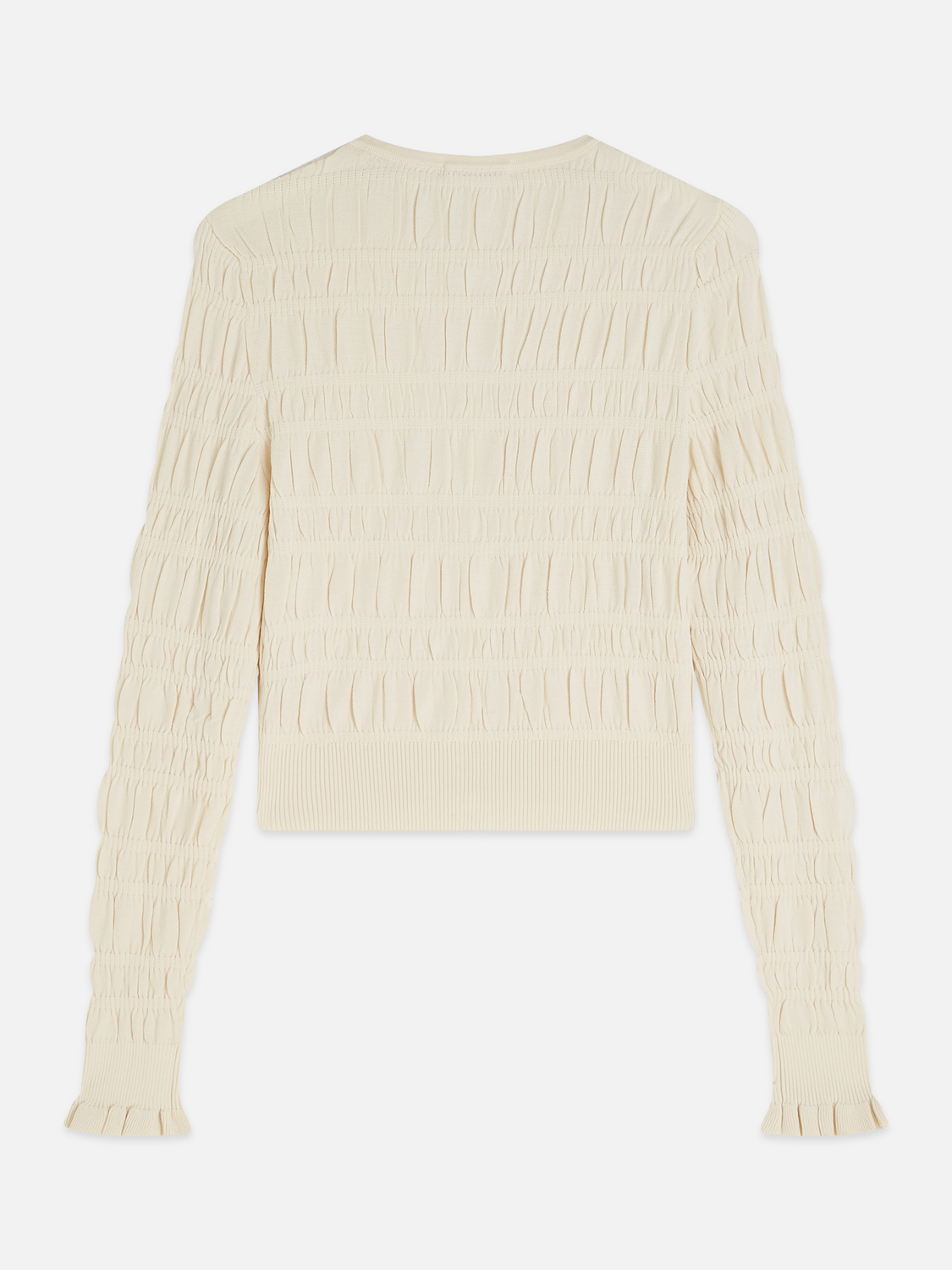 Smock Stitch Crew Neck Cardigan