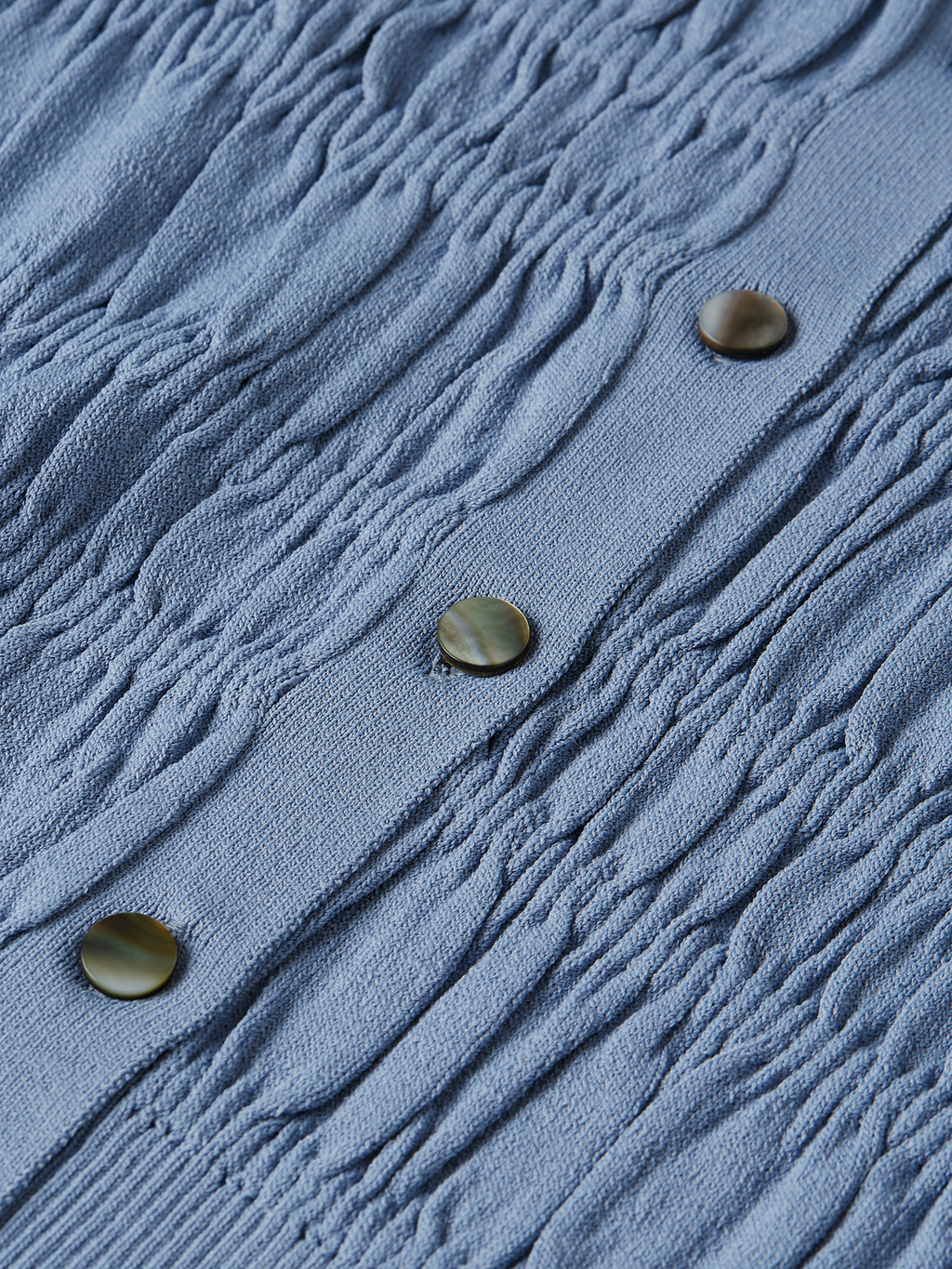 Smock Stitch Crew Neck Cardigan