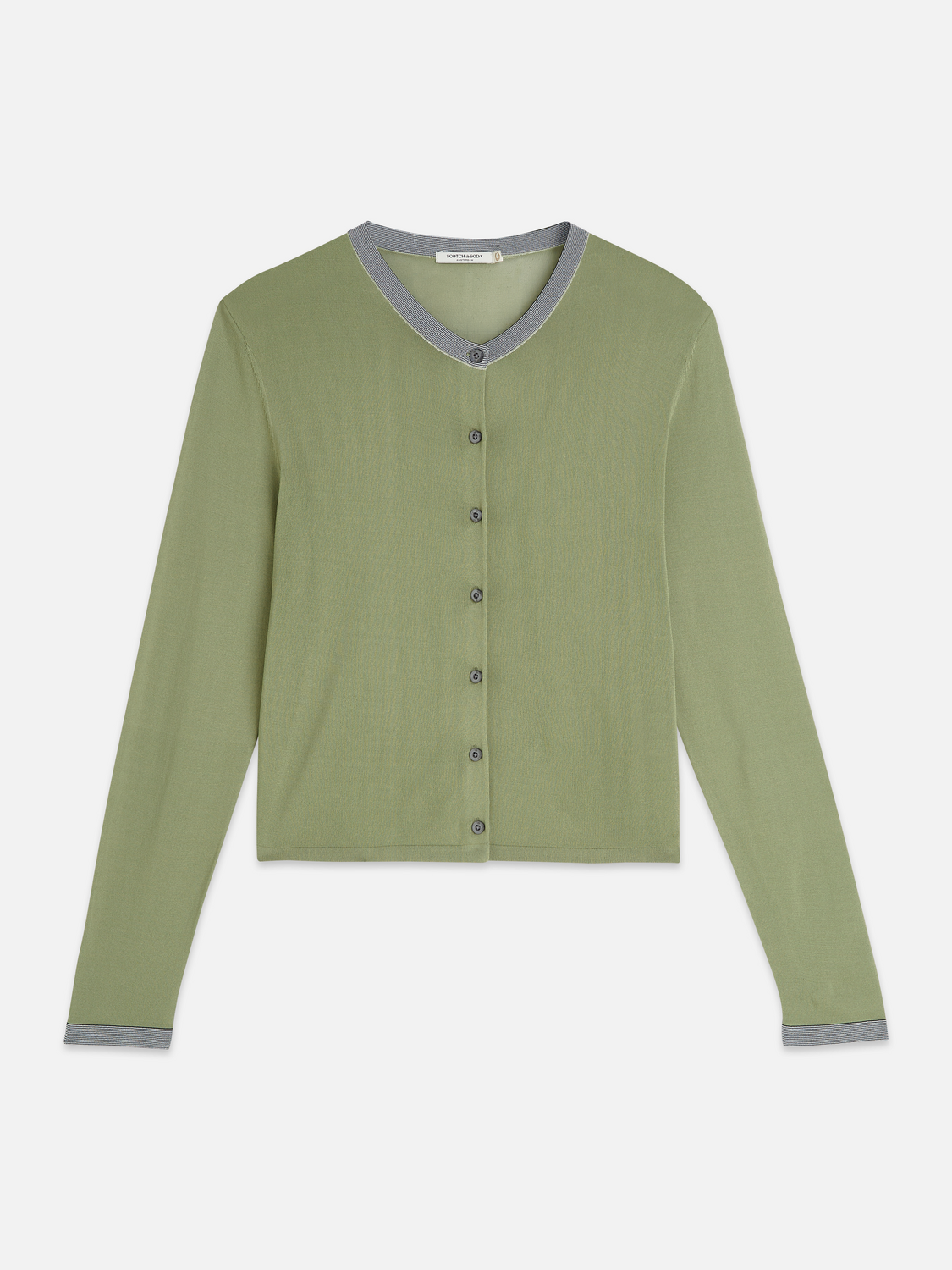 Stripe Trim Relaxed Cardigan