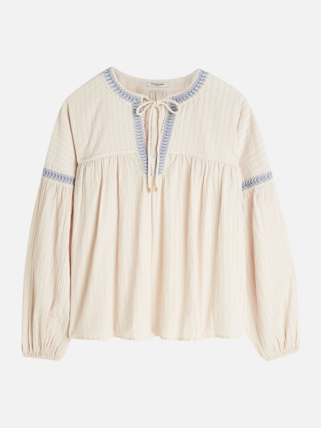 Cotton Crepe Blouse With Embroidered Details