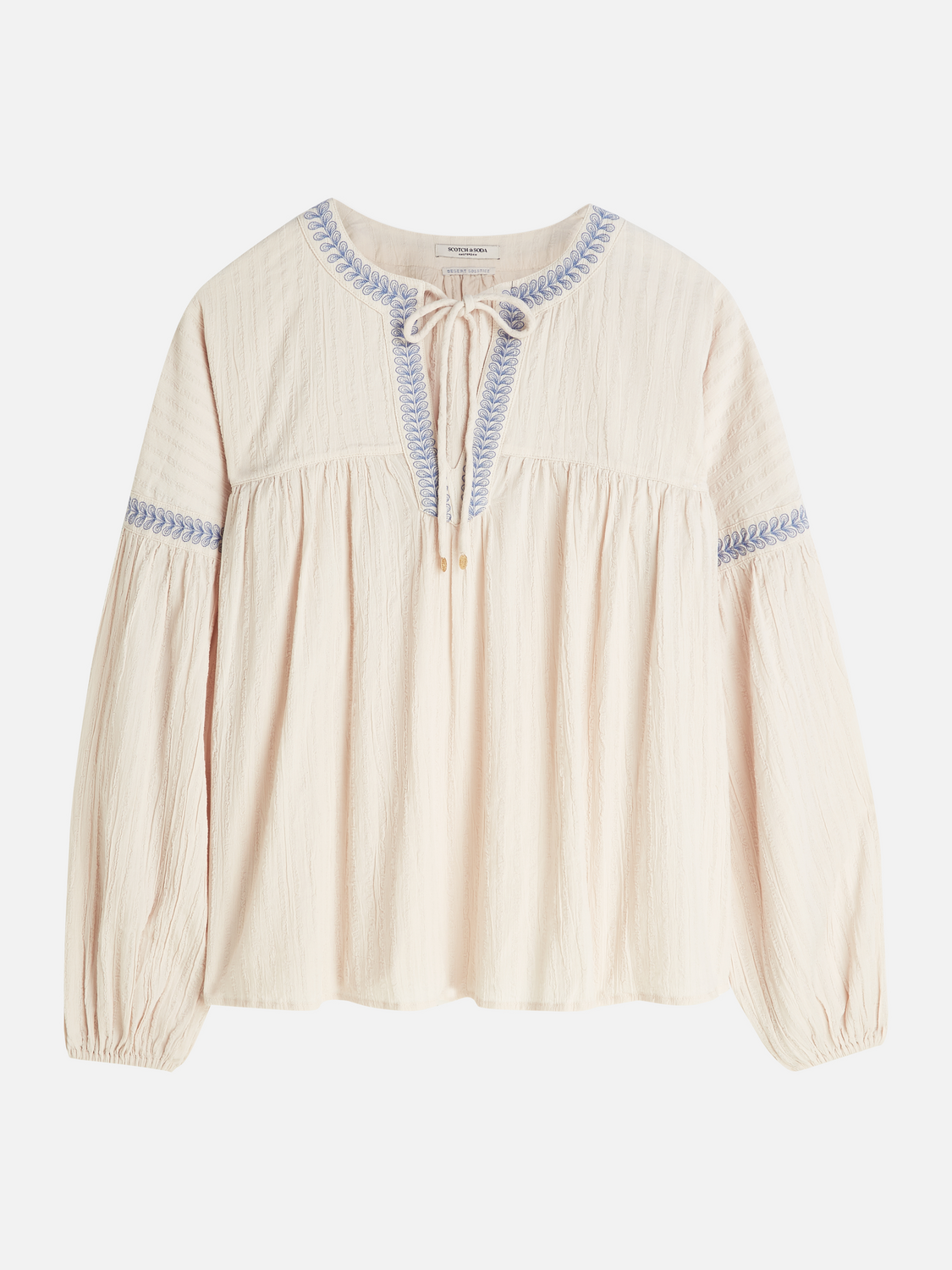 Cotton Crepe Blouse With Embroidered Details