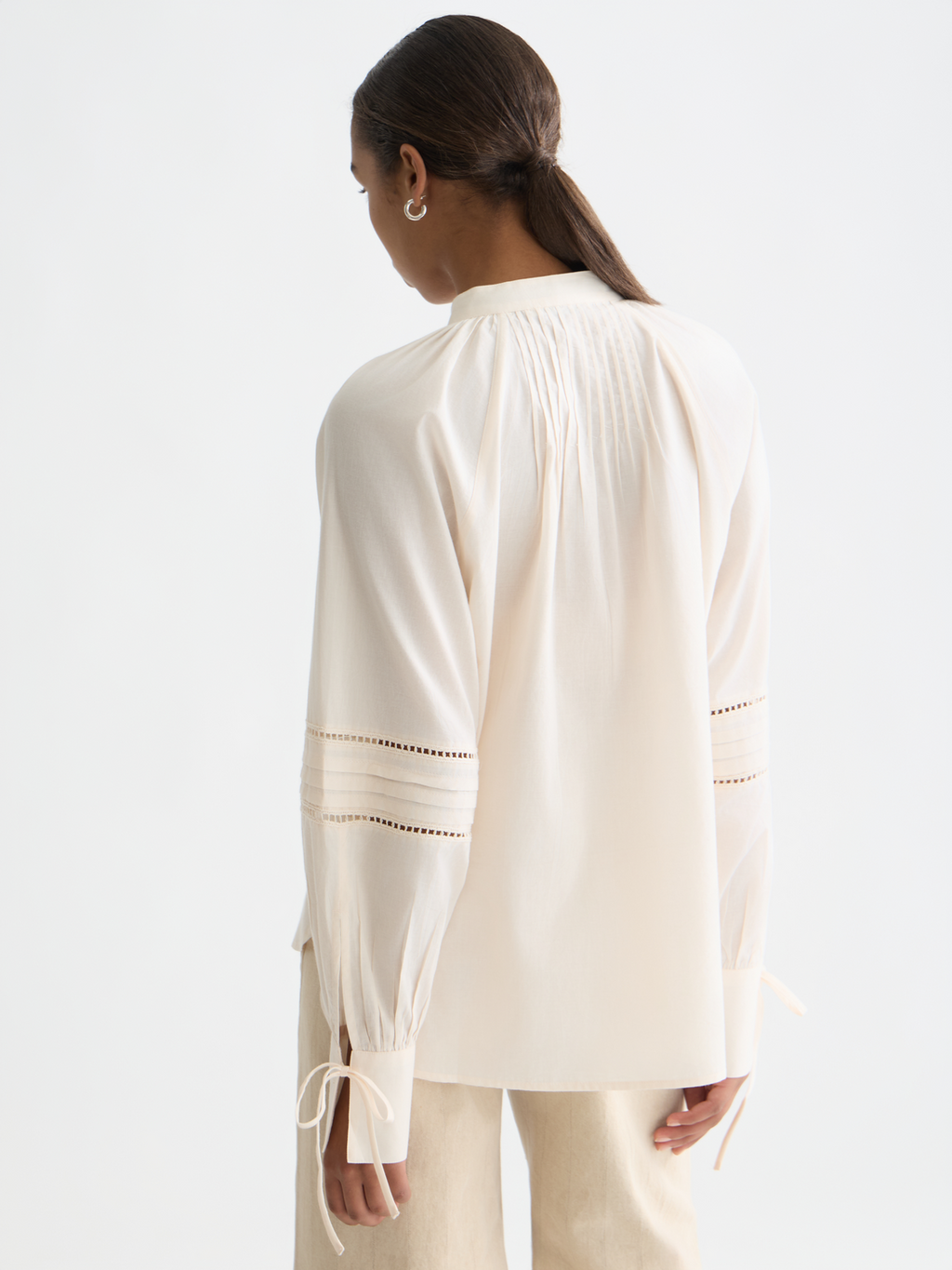Cotton Voile Blouse With Pleats