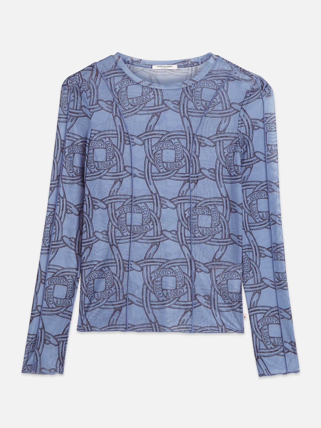 Printed Mesh Long Sleeve T-Shirt