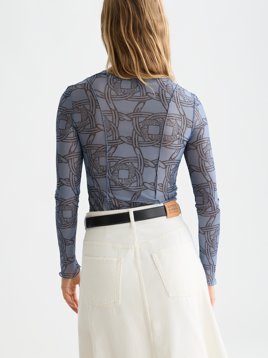 Printed Mesh Long Sleeve T-Shirt