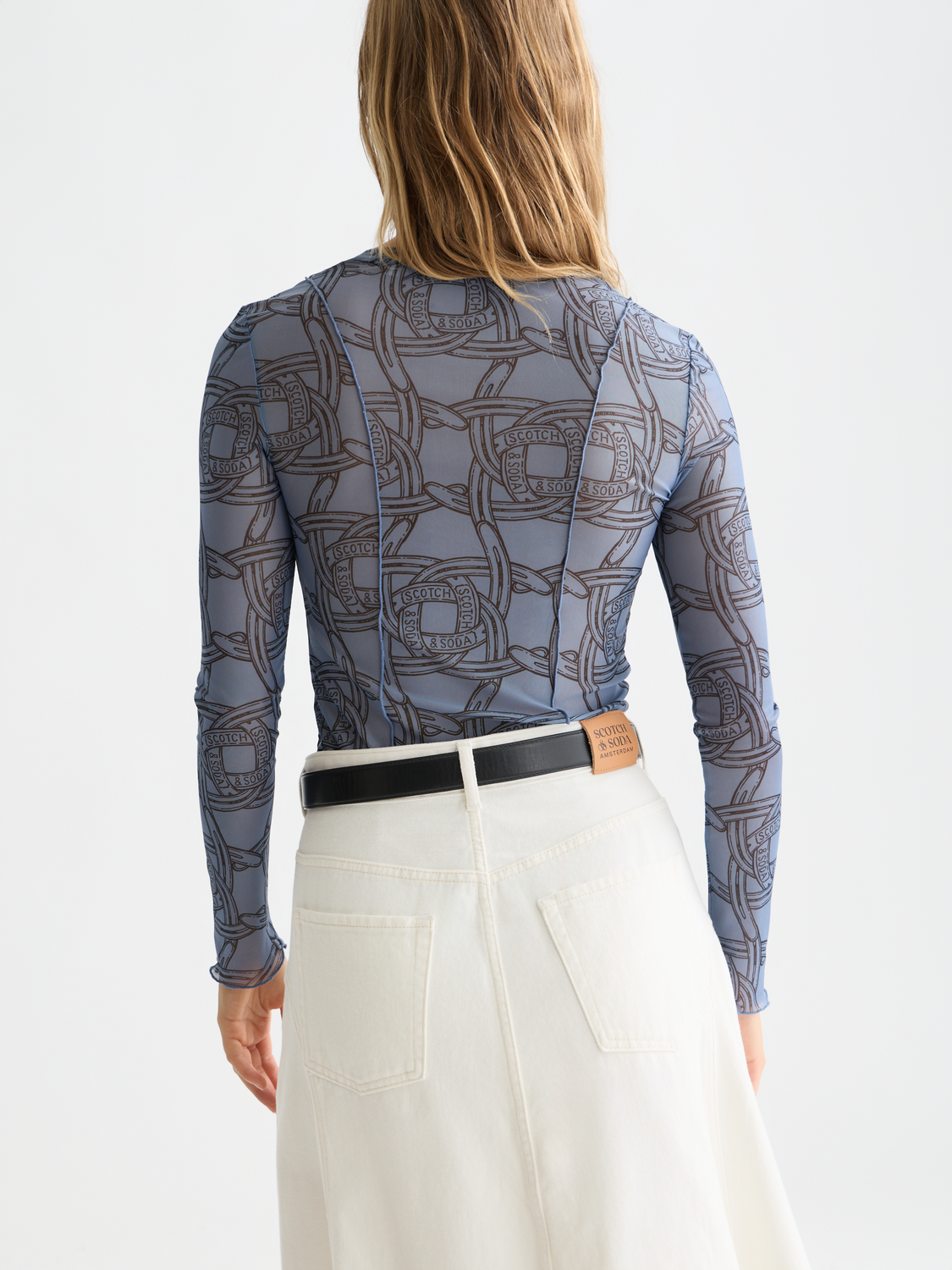 Printed Mesh Long Sleeve T-Shirt