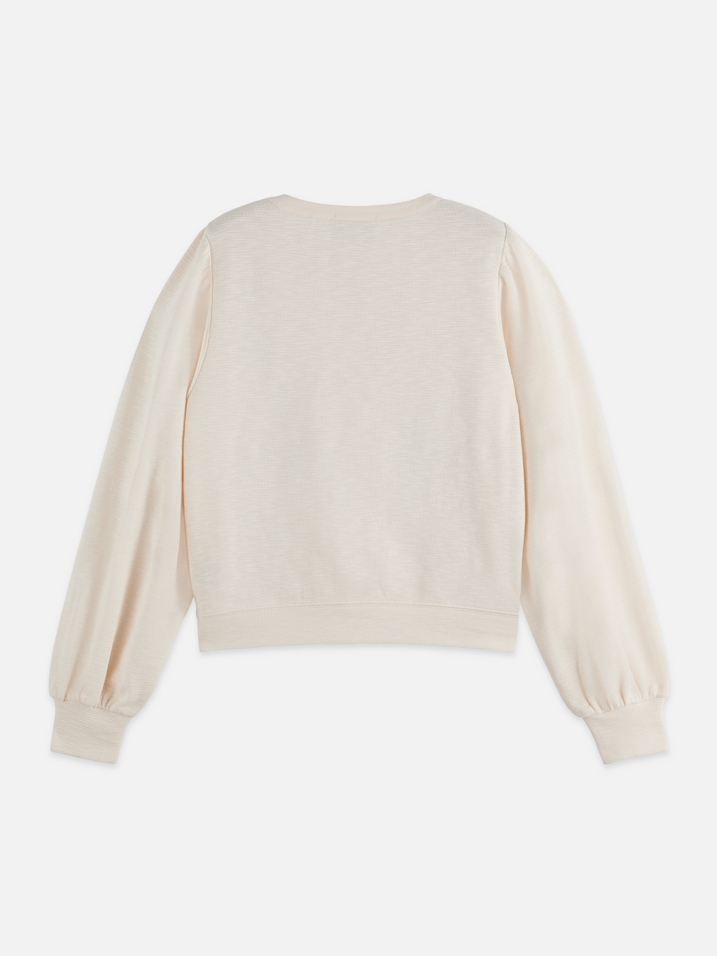 Open Neck Sweatshirt With Woven Front Placket