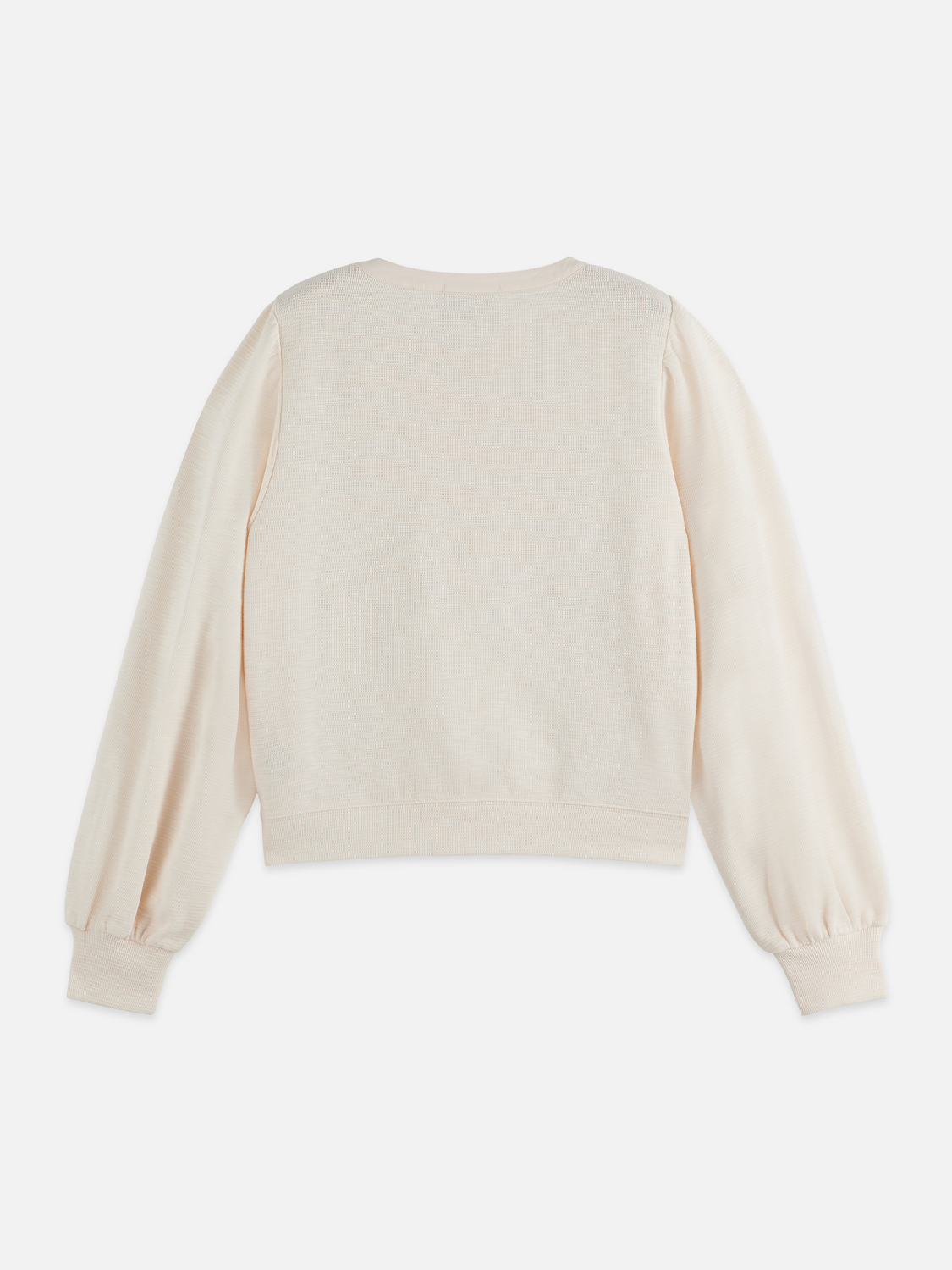 Open Neck Sweatshirt With Woven Front Placket