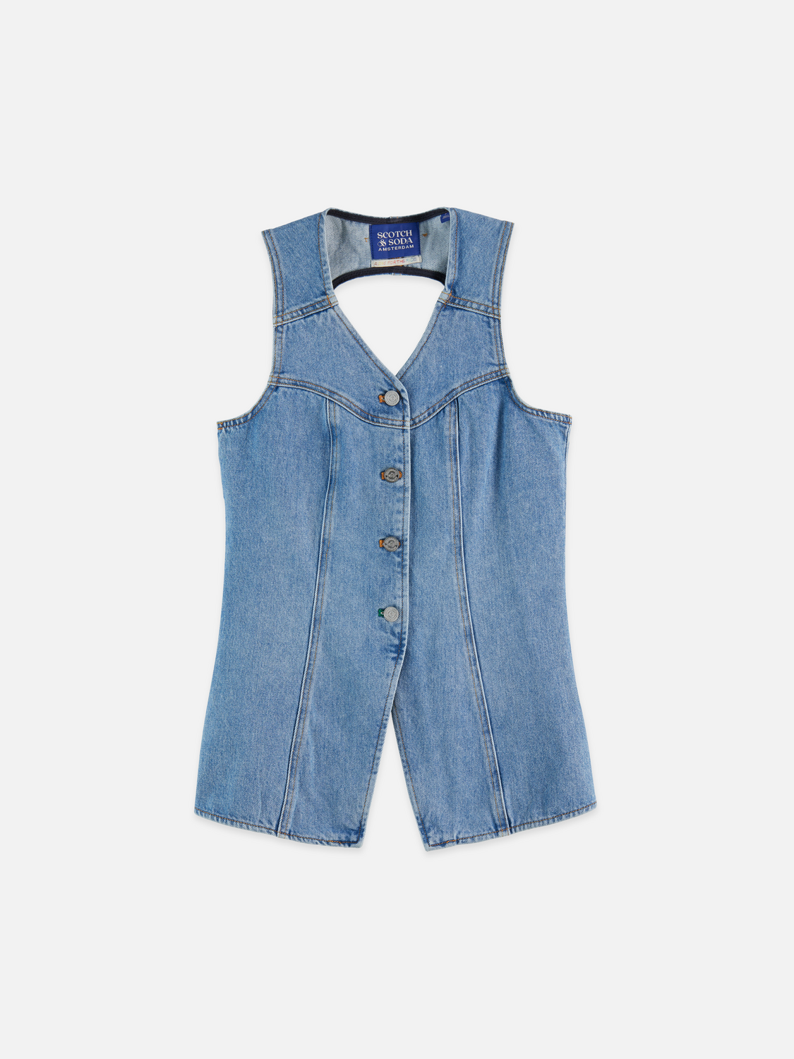 Denim Top With Western Seam Details