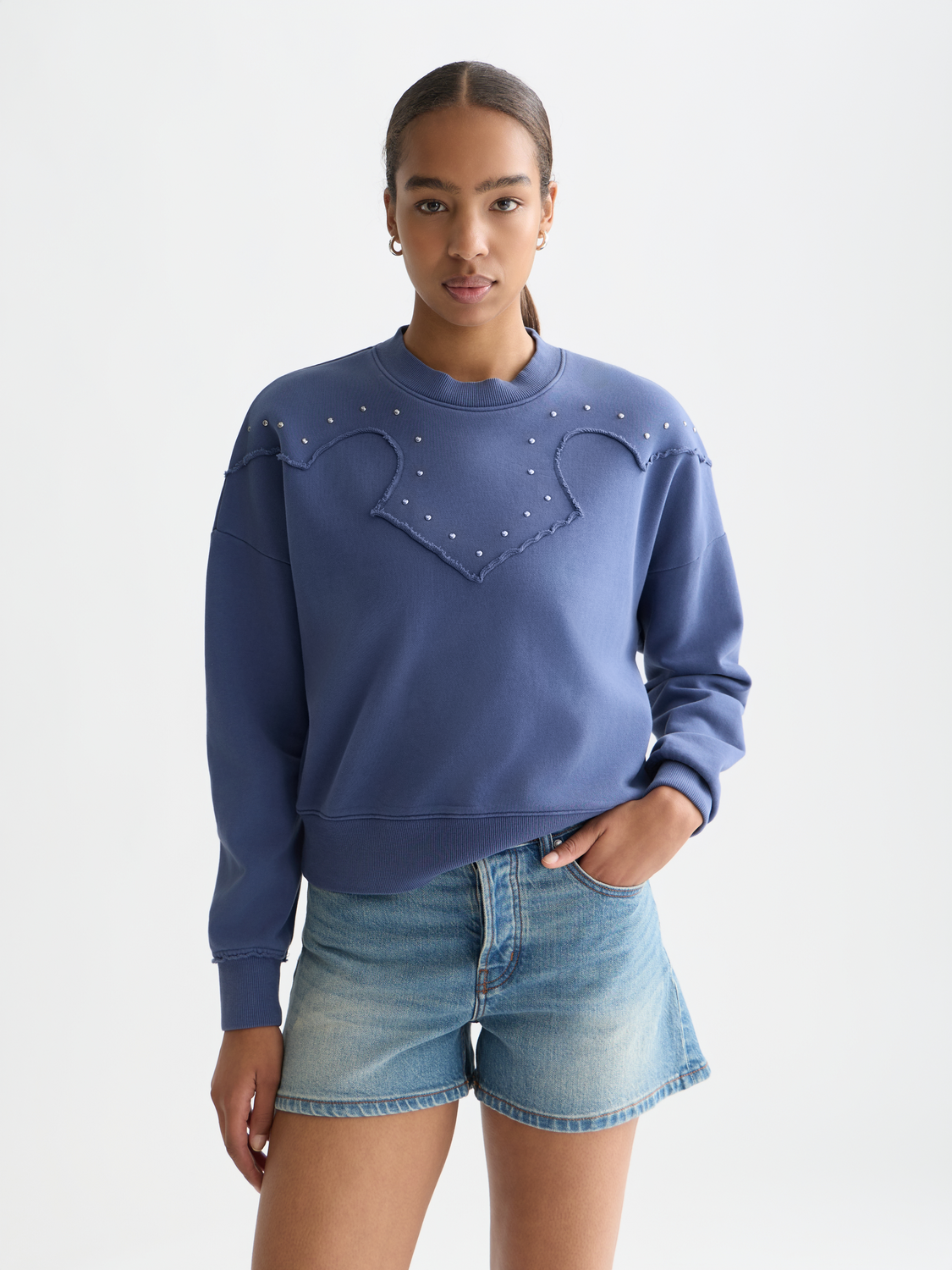 Studded Western Relaxed-Fit Sweatshirt