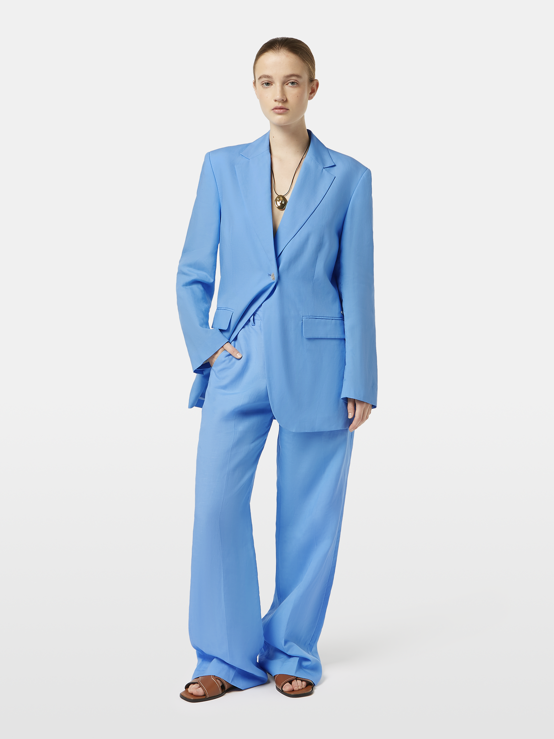 Boyfriend Fit Linen Blend Blazer